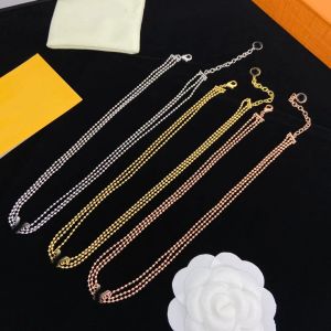 Elegant Three Layer Bead Link Chain Necklace Luxury Designer Necklace Women Charm Pendant Necklace Statement 316L Stainless Steel Choker Wedding Designer Jewelry