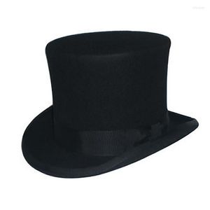 Boinas pretas autênticas chapéus de topo elegante lã 13,5 cm de altura entrega dhdgx