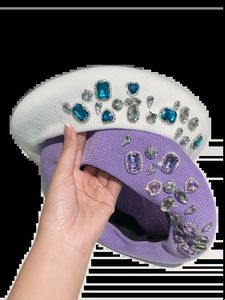 Berety kobiety kapelusz Brimless Elastyczne Wygodne wygodne rhinestone Y2K Cap Autumn żeńska płaska bawełna 240523