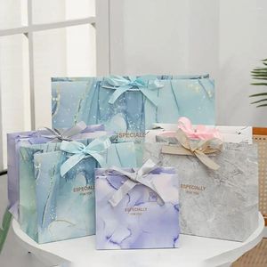 Подарочная упаковка Многократная мраморная печатная сумка Творческая узор синяя пурпурная упаковка сумочка Высококачественные роскошные покупки