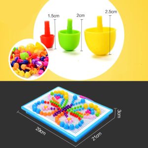 296pcs Pilznagel Nagel 3D Puzzle DIY -Bildungspflicht für Kinder Buntes Publikum Board Montessori Logic Thinking Game Set Geschenk