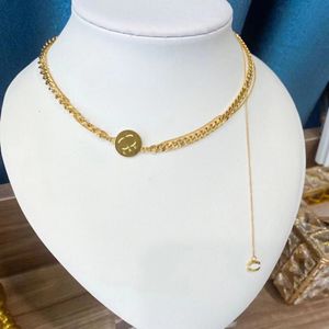 Luxury Classic Designer Brand Simples Letter Chain Chain Gold Bated New Klace Women Wedding Jewerlry Acessórios de alta qualidade