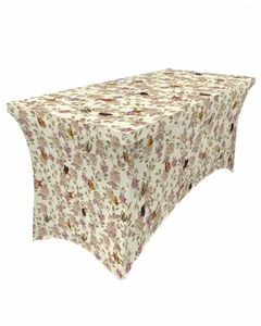 Table Skirt Flowers Leaves Butterfly Retro Elastic Wedding Birthday Decoration Tablecloth For Party