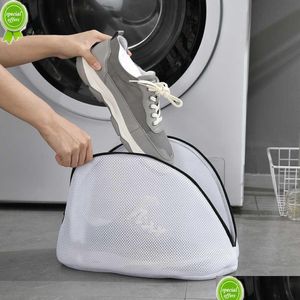 Laundry Bags New 1 Pcs Mesh Bag For Trainers/Shoes Boot With Zips Washing Hines Travel Clothes Storage Box Organizer Drop Delivery Hom Dh9Mv