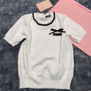 Damen -Strick -T -Shirts MM24 Mode Strassbrief Einfacher lässiger, vielseitiger Strickpullover