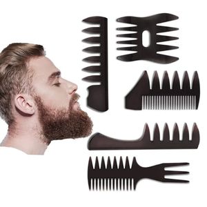 5pcs Erkekler Güzellik Geniş Dişleri Saç fırçası Çatal Çatal Erkekler Sakal Kuaförlük Fırçası Berber Stil Salon Aksesuar