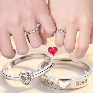 Parringar 2 stycken/uppsättning zirkon hjärtformade matchande parringar oändliga kärlek bröllopsringar mens charmiga alla hjärtans smycken gåvor s2452455