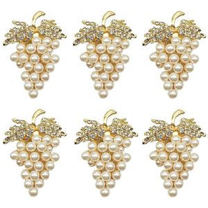 Napkin Rings Grapes Set Of 6 With Glittering Imitation Diamond And Pearls Inlay Alloy Ring Holder 218Y