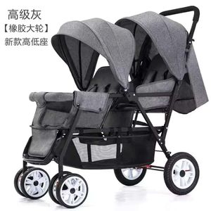Tvillingvagnar för Baby Twins Cart Pram Mutifunktion Lätt vikbar barnvagn Children's Trolleys L240525