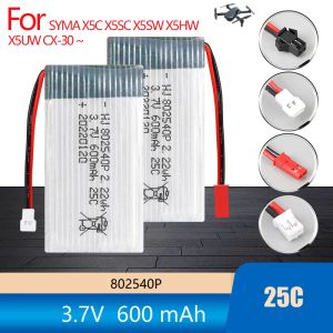 3,7V 600mAh Drone Bateria RC Quadcopter Helicopter Battery Lipo 802540p Bateria recarregável para Syma x5c-1 x5 H5c x5sw x5c