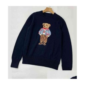 Mens Hoodies Sweatshirts Cartoon Rl Bear Sweater Women Winter Men Clothing Fashion Long Sleeve Knitted Plover New Wool Coat66712571043 Dh1Ez