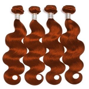 Indiska 100% mänskliga hårförlängningar Dubbel wefts 350# färg rak kinky lockiga 3 buntar vatten våg lös våg orange 10-32 tum fwbic