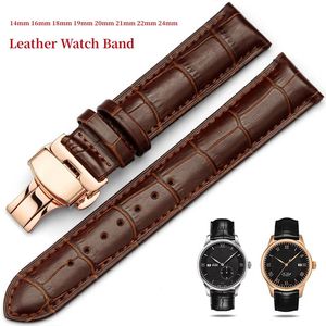 Watchband 14mm 16mm 18mm 19mm 20mm 21mm 22mm 24mm äkta läderband Men Universal Replacement Watch Band Accessories 240523