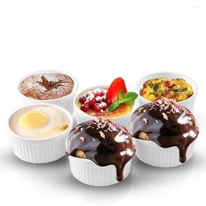 Stampi da forno set di 8 pezzi da 4 oz in porcellana rotonda forno sicuro dessert dessert piatto da 3,5 pollici bianco