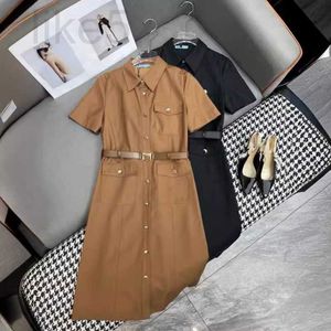 Basic & Casual Dresses Designer Brand Early Spring New Nanyou Pra Elegant, Simple, Atmospheric, and Slimming with a Belt Pocket Single Breasted Shirt Dress SKSC