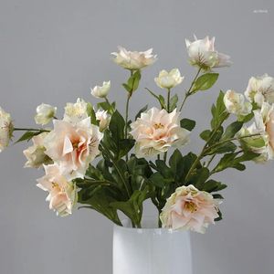 Fiori decorativi 3 Testa Loto Bouquet Artificial Fine Piante fai -da -te Festa del matrimonio Flores di seta