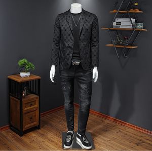 Męskie garnitury Blazers projektant mody Man Man Classal Floral Print Luksusowa marka kurtki Long Rleeve Men Slim Coats