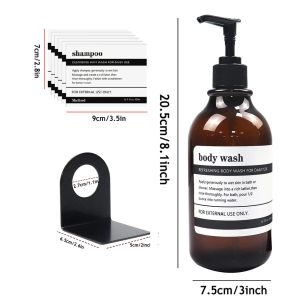Amber Soap Dispenser Refillable Bottle Wall Shampoo Condysh Shower Dish Bide Wash 500ml用の防水ラベルが取り付けられています
