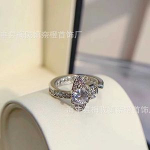 Brand Westwoods Micro Diamond Opening Saturn Ring Single 925 Silver Zircon Female Live Broadcast Nail
