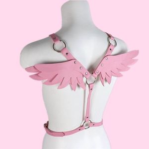Belts Leather Harness Women Pink Waist Sword Belt Angel Wings Punk Gothic Clothes Rave Outfit Party Jewelry Gifts Kawaii Accessories 224k