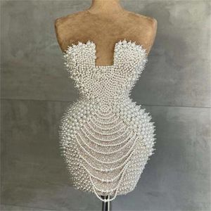 Więcej perłów białe sukienki koktajlowe bez rękawów Mini Mini powyżej kolan Kobiet Kobiet PROM SURES SEXY DE SORIEE 277A