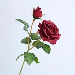Dekorativa blommor långvariga falska blommor realistiska konstgjorda roser med stam som inte är wither bröllop po props hem dekoration leveranser för