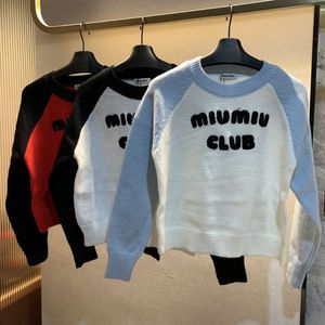 Women's Knits & Tees Niche Design Trendy Brand Raglan Letter Round Neck Knitted Long Sleeves