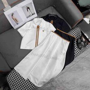 Women Two Piece Dress Designer suit skirt 2024 Early Spring New Fashionable and Elegant Color Blocking Leather Zipper Flip Collar Small Skirt Set Sets