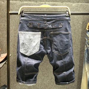 Herren Jeans Sommer Dünne Denim Shorts Modelabel Patchwork Korean Slim Fit Elastic High-End Hosen Streetwear Kleidung HipHop