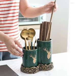 Storage Bottles Nordic Style Ceramic Chopsticks Cylinder Home Restaurant Kitchen Container Fork Spoon Tableware Box Accessories
