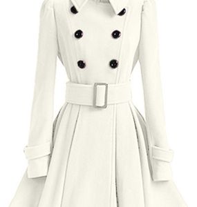 Vinterkvinnor Woolen Coat Windbreaker Multicolor Belt Bandage Top White Wool Blend Girls Dress Jacket Thick Ladies Tops Plus Size Y4521792