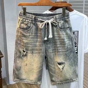 Męskie spodenki dżinsowe letnie ubrania moda proste y2K spodnie Korea workowate vintage krótkie dżinsy streetwearne bermudy 240523