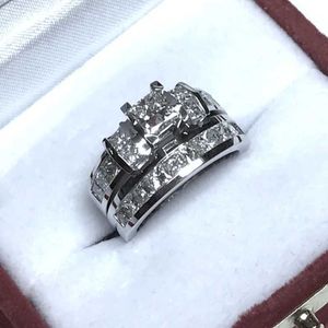 Couple Rings Vintage Princess Cut AAAA Zircon Ring Set 925 Sterling Silver Engagement Wedding Ring Mens Party Jewelry Gifts S2452455