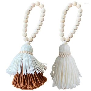 Dekorativa figurer pärlor bomullsrep tasslar handgjorda kransar hänger hängen prydnad för barn rum dörr väggdekorationer hantverk
