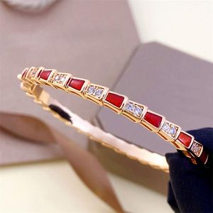 Designer -Armband Armreifen Armband Luxus Schmuck Frau 18K Roségold silberrot rotes Achat Schlange Diamant Armbänder Schmuck Designer HRHS