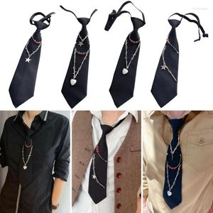 Бабочка для японских скорректированных отдача для получения маленькой галстук винтажной панк -металлической цепной звезды сердца хрустальные украшения шейки гайки галстук