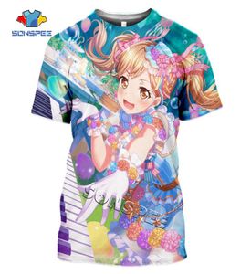 Sonspee Casual Mens T -shirt Anime Sweet Girl Bang Dream 3D Tryckt Harajuku Kort ärm Tshirts Summer Fashion Women Clothing9846878