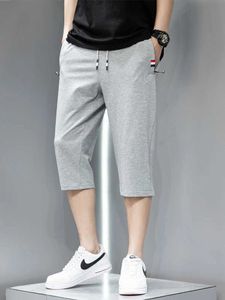 Men's Shorts Summer Zipper Pocket Mens Breeches Pure Cotton Sports and Casual Shorts Plus Size 3/4 Long Straight Loose Gray Shorts S2452411