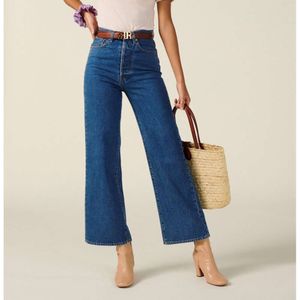 24ss Spring and Summer New Designer Womens Jeans Trendy Fashion for Women Blue Casual Jeans Unique Classic Flare Pants High Waist Slimming Loose Wide Leg Pants