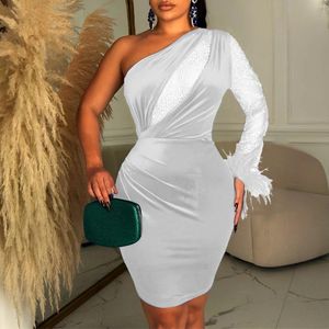 Casual Dresses Women's Mesh Syning Gold Velvet Sexig sned axel Långärmad ullspets höft Wrap Dress Kort ärm Solid slips