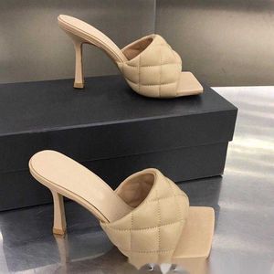 summer new sheepskin high heels thin personalized car lattice open toe slippers women's fashion