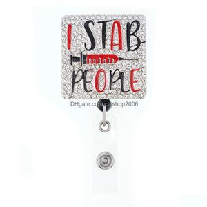 Key Rings 20 Pcs/Lot Fashion Mix Style N I Stab People Nurse In Progress Rhinestone Badge Reel For Accessories Drop Delivery Jewelry Dhxyo