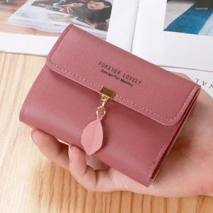 Wallets Women's Short Casual Leather Wallet Simple Small Three Fold Coin Purse Girl's Purses And Handbags Designer Bag