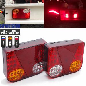 2PCS 12V LED Car Truck Tail Light Rear Brake Light Turn Signal Lamp Indicator For Van Lorry Trailer Reverse Stop Lamp Taillight