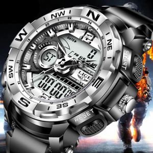 손목 시계 Lige Top Luxury Watches 남자 군사 군대 남성 시계 방수 스포츠 손목 시계 듀얼 디스플레이 남성 repulino masculino 2021 227p