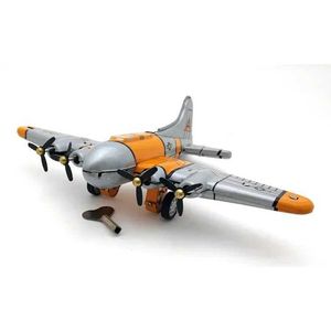 Wind-up Toys Adult series retro style toy metal tin flying fortress bomber propeller airplane winding toy model retro toy gift S2452455