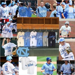 O New North College usa 2022 NCAA Custom UNC Carolina Tar Heels Costura de beisebol Costura 20 Alex Ritzer 23 Alberto Osuna 6 Tyler Causey