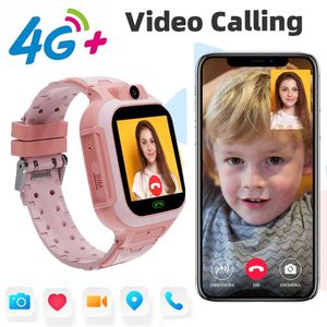 Relógios infantis 4G SIM CARD CHILDRENS Smartwatch 4G SmartWatch Wi -Fi Tracker Voice Chat Video Chamne Monitor Boys and Girls Silicone Smartwatch D240525