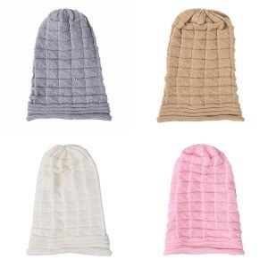 Women Knitted Hat Warmer Winter Hats For Women Warm Fleece Cap Thickened Women's Knitted Hat Solid Color Winter Knitted Warm Hat