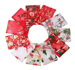 Jul Organza Drawstring Bag Christmas Wedding Jewely Packaging Pouches Xmas Mönster Candy Favors Organza Drawstring Bag6150010